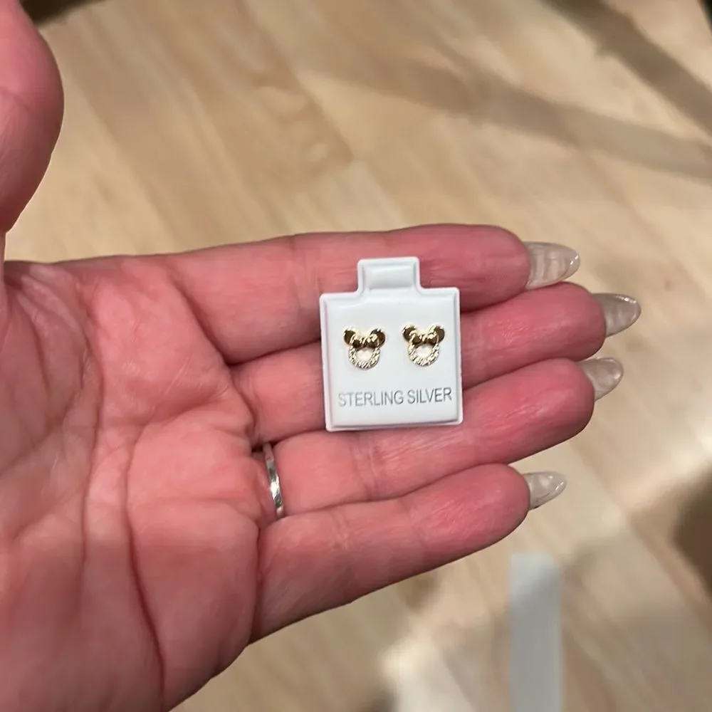 14k gold plated CZ Mouse Bow Earrings